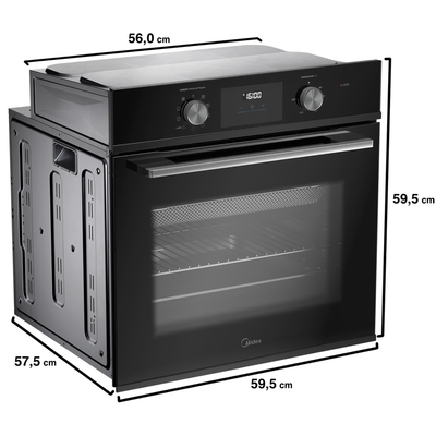 Forno de Embutir Elétrico Midea 80L TSD80P2 com Função AirFryer Preto 220V