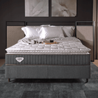 Conjunto Cama Box Comfy Queen Ecoflex 158x198x76cm Molas Ensacadas Grafite