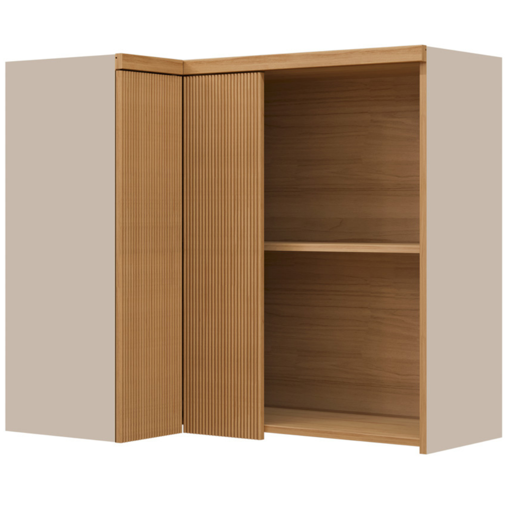 Armário Aéreo Canto de Cozinha Allure Linea 100% MDF 93cm Jequitibá e Gris