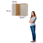 Armário Aéreo Canto de Cozinha Allure Linea 100% MDF 93cm Jequitibá e Gris