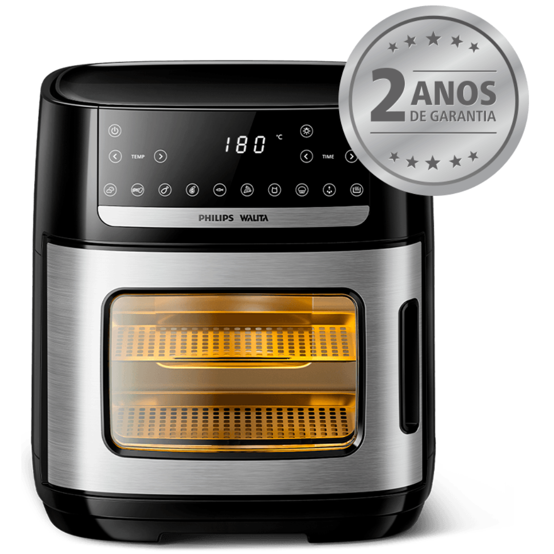 Fritadeira Elétrica Sem Óleo Air Fryer 12L Philips Walita Forno Preto/Inox 220V