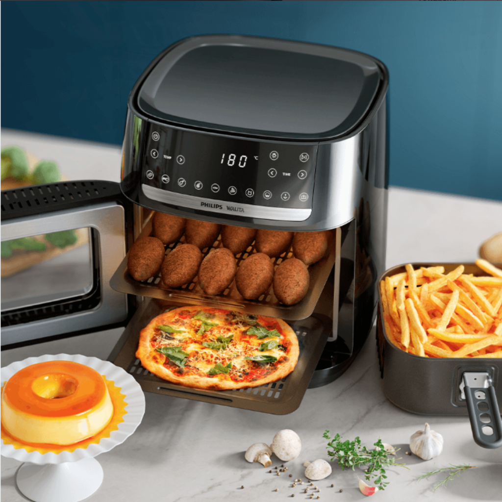 Fritadeira Elétrica Sem Óleo Air Fryer 12L Philips Walita Forno Preto/Inox 220V