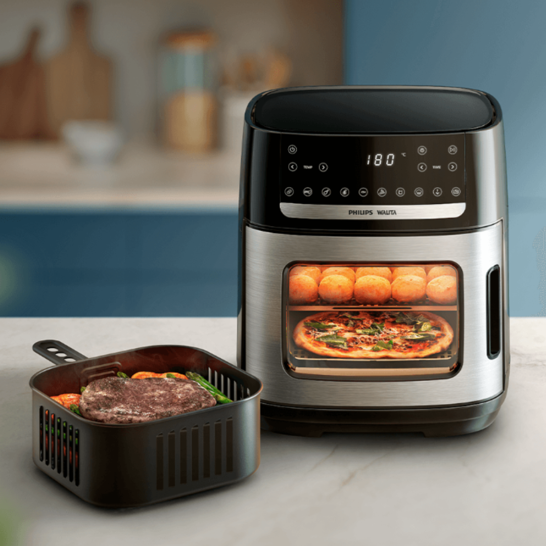 Fritadeira Elétrica Sem Óleo Air Fryer 12L Philips Walita Forno Preto/Inox 220V