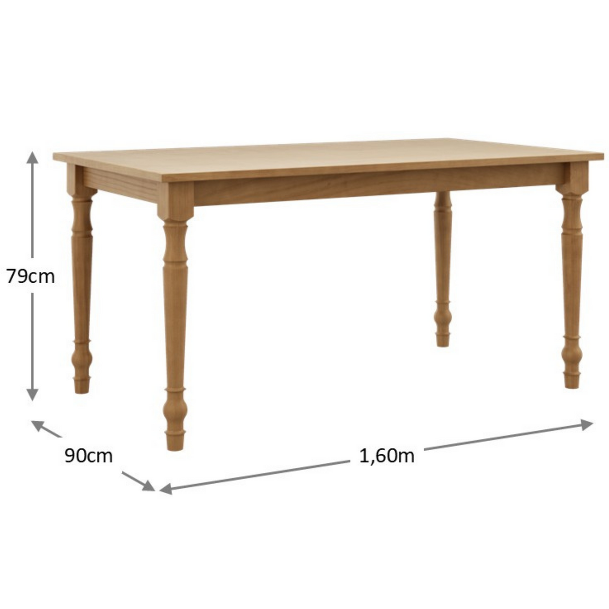 Mesa Retangular Rubi Finestra 160x90cm Pés Torneados Freijó