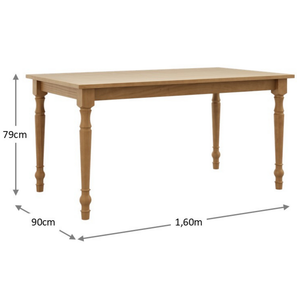 Mesa Retangular Rubi Finestra 160x90cm Pés Torneados Freijó
