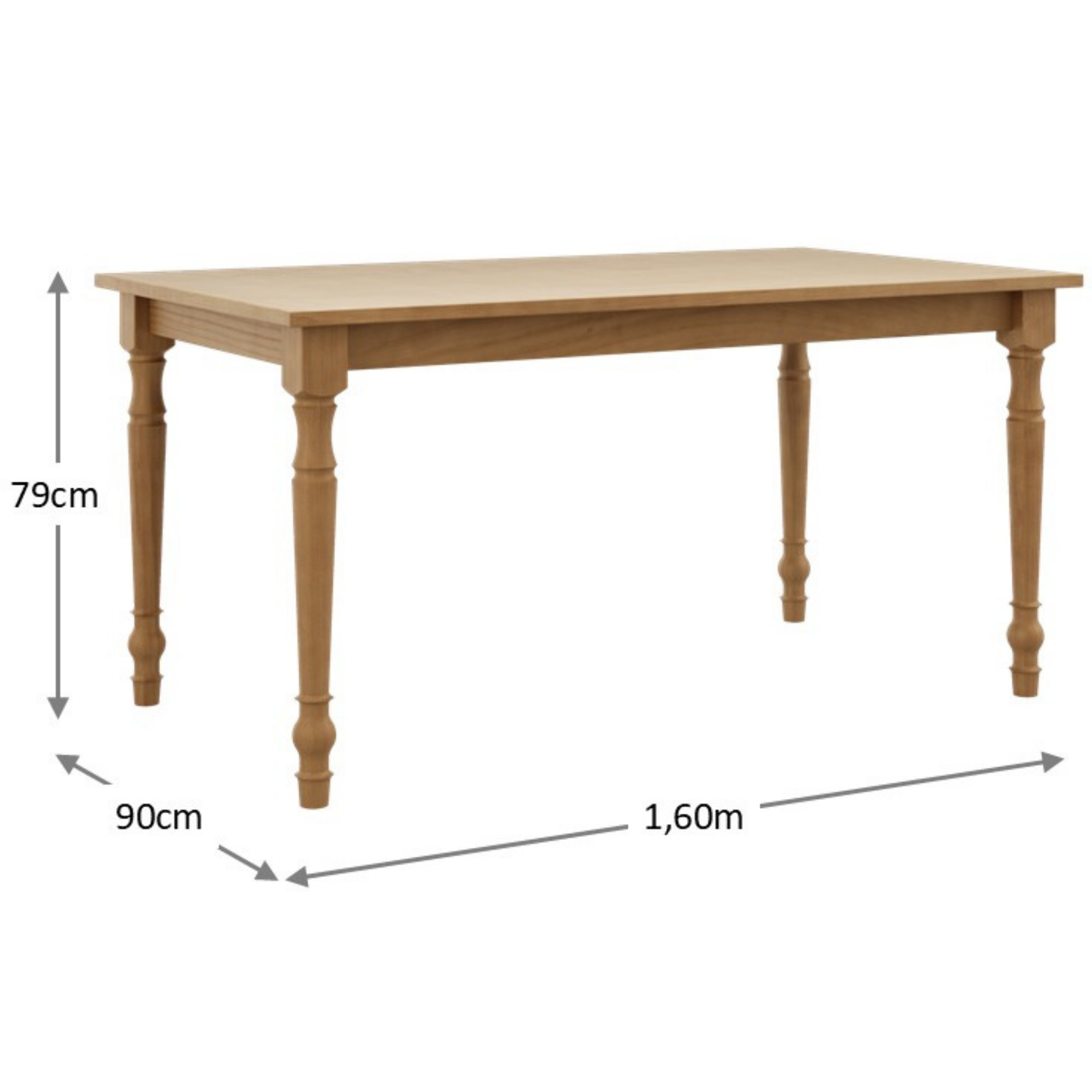 Mesa Retangular Rubi Finestra 160x90cm Pés Torneados Freijó