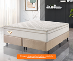 Conjunto Cama Box High Spring Queen Ecoflex 158x198x70cm Molas Superlastic Bege