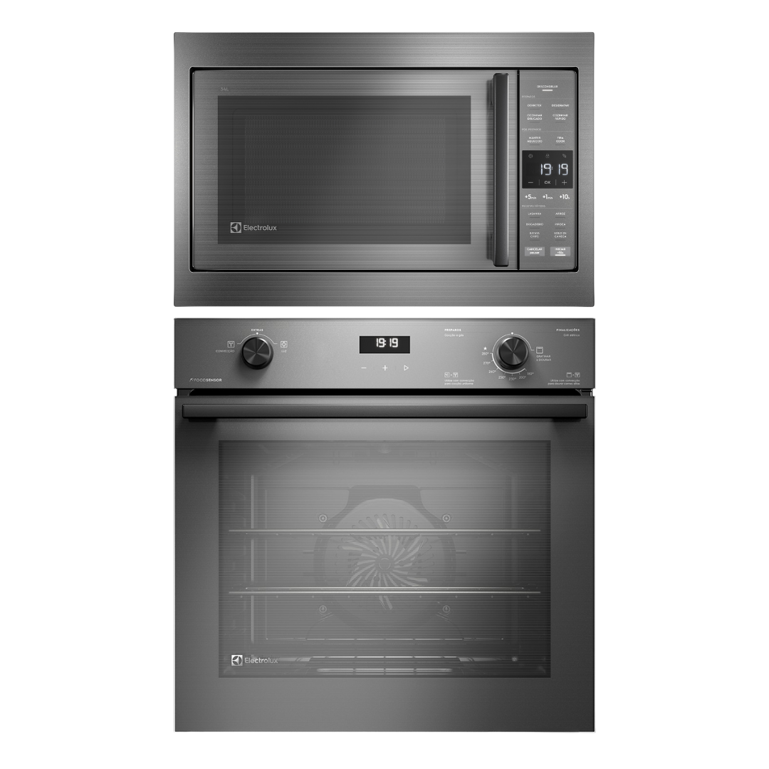Kit Electrolux de Embutir Forno a Gás 80L Experience OE8GF+Micro-ondas 34L ME3BC 220V