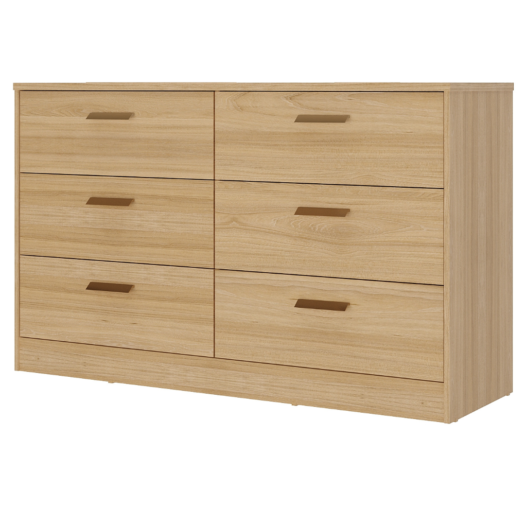 Cômoda Divino 140cm Mambel 100% MDF 6 Gavetas Olmo