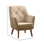 Poltrona Grecia 70cm Konfort Pés Trapézio Castanho  Linho Bege