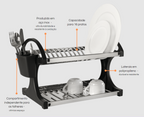 Escorredor de Louça Brinox Suprema 16 Pratos com Porta Talheres Aço Inox