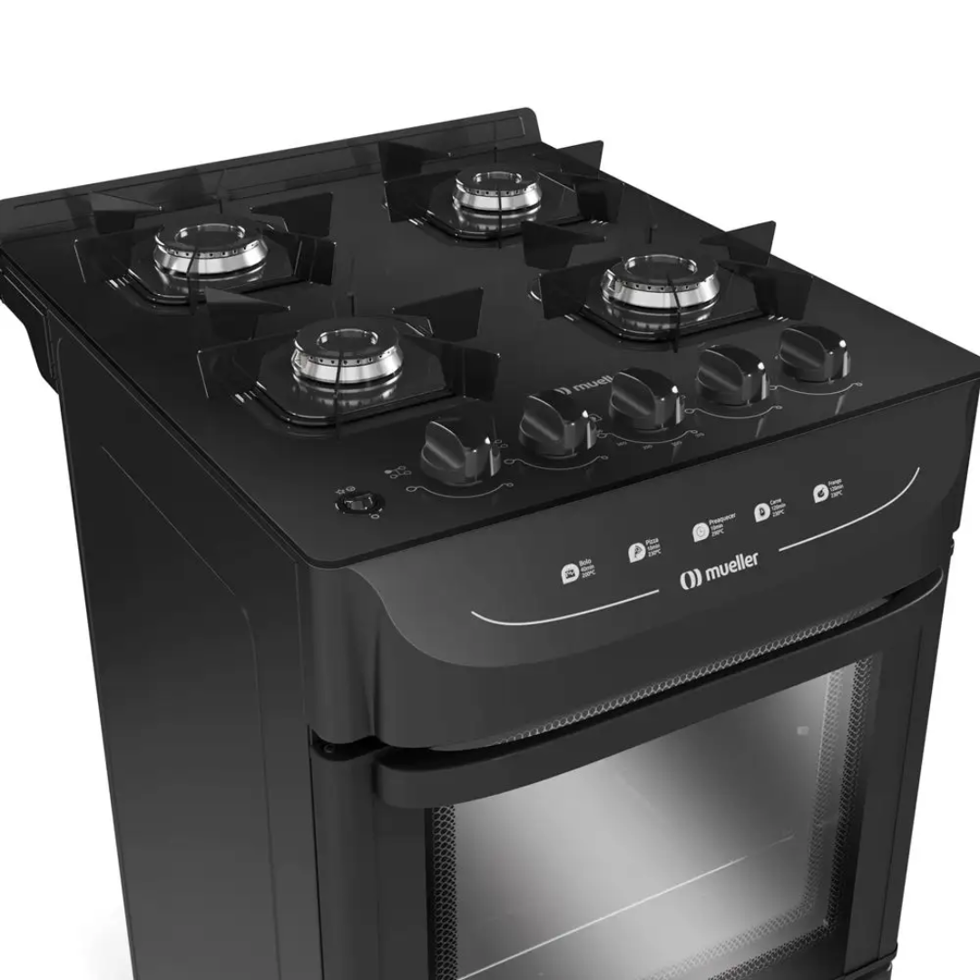 Fogão 4 Bocas Mueller MFV4BB Acendimento Automático Preto Bivolt
