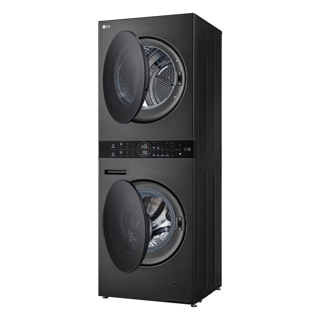 Lavadora e Secadora 14kg LG Torre WashTower AI DD Smart Black Inox 220V
