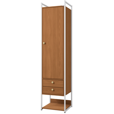Armário Industrial Closet LI051 Kappesberg 48cm 1 Porta 2 Gavetas  Canela e Branco
