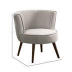 Poltrona Luna 72cm Konfort Pés Trapézio Castanho Veludo Cinza Claro