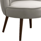 Poltrona Luna 72cm Konfort Pés Trapézio Castanho Veludo Cinza Claro