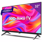 Smart TV LED 32" HD AOC 32S5045 Roku TV Bivolt