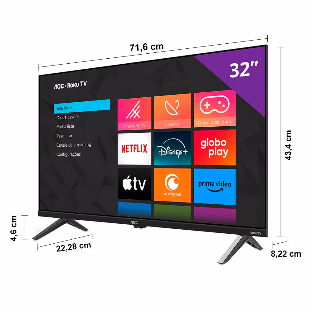 Smart TV LED 32" HD AOC 32S5045 Roku TV Bivolt