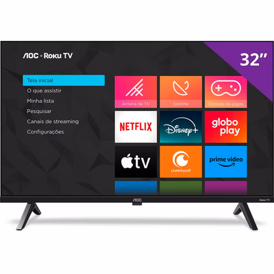 Smart TV LED 32" HD AOC 32S5045 Roku TV Bivolt