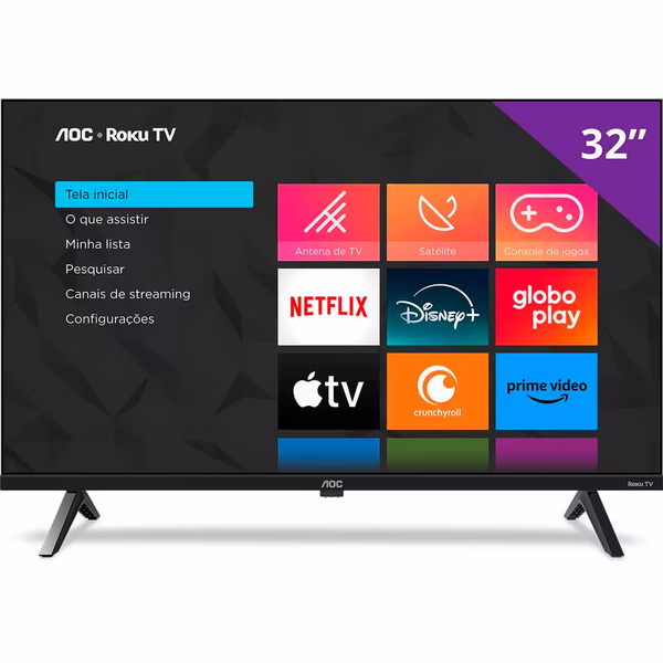 Smart TV LED 32" HD AOC 32S5045 Roku TV Bivolt