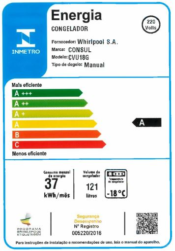 Freezer Vertical Consul 121L CVU18GB 1 Porta Branco 220V