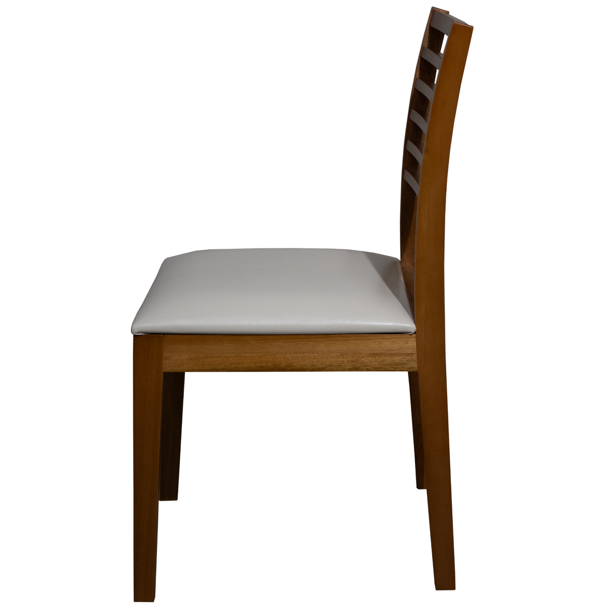 Cadeira Eco II Artsoli Madeira Castanho Claro com Encosto Ripado Courino Bege