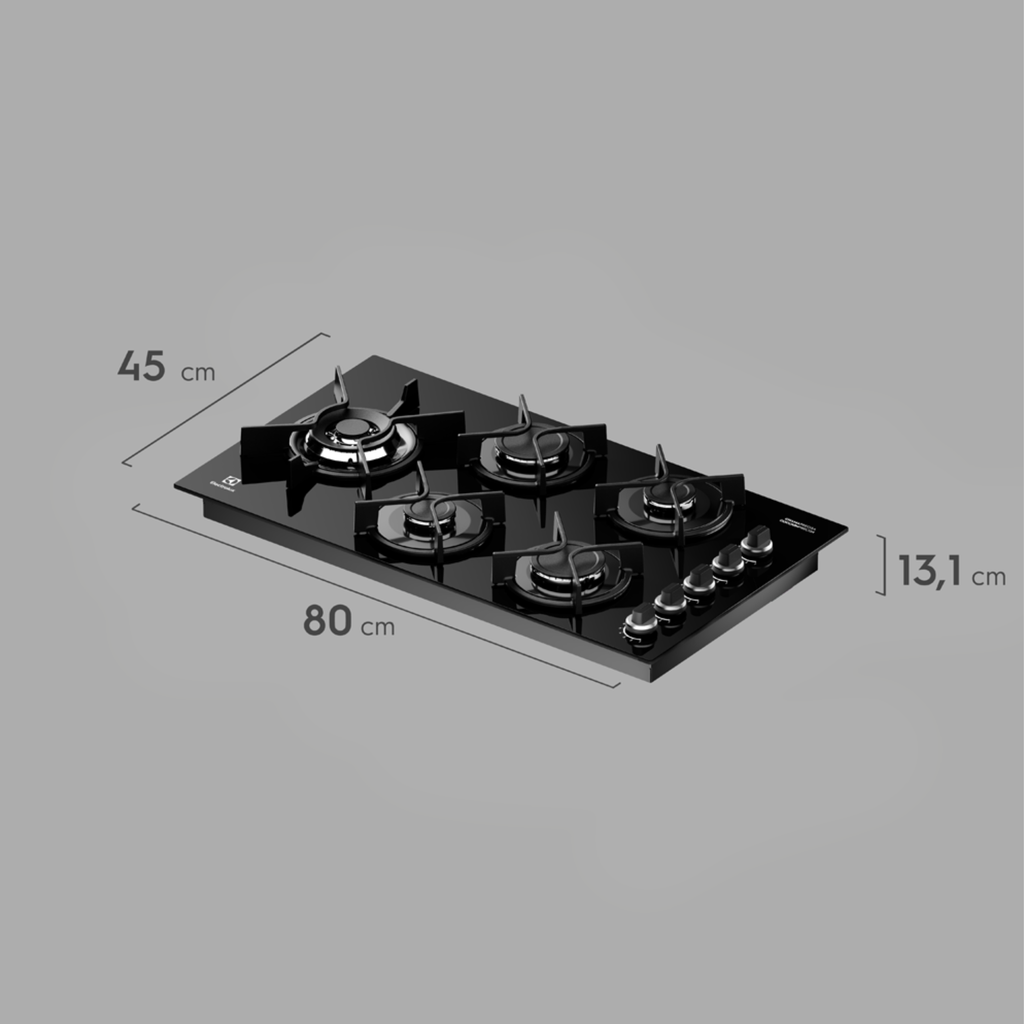 Cooktop a Gás Electrolux 5 Bocas KE5GW Expert ChamaPrecisa Preto Bivolt