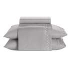 Jogo de Roupa de Cama Casal 4 Peças Hedrons Toque de Algodão Bordado Chloe Cinza Cromo