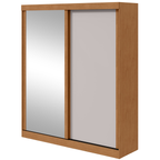 Roupeiro Zeine Lopas 180cm 2 Portas Correr com Espelho Flex Amêndoa e Off White