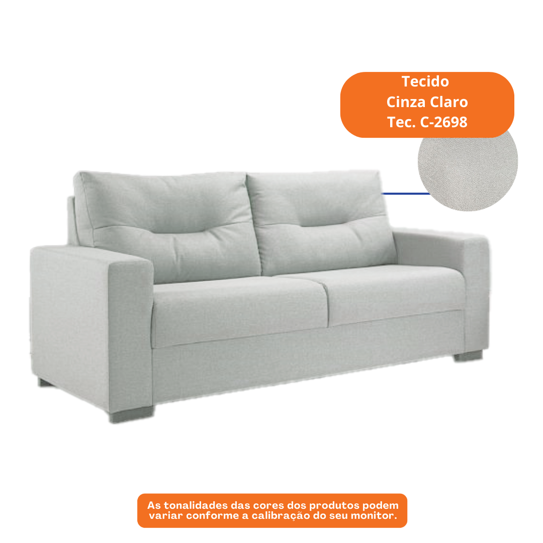 Sofá Living MH4209 183cm Herval 2 assentos Veludo Cinza Claro