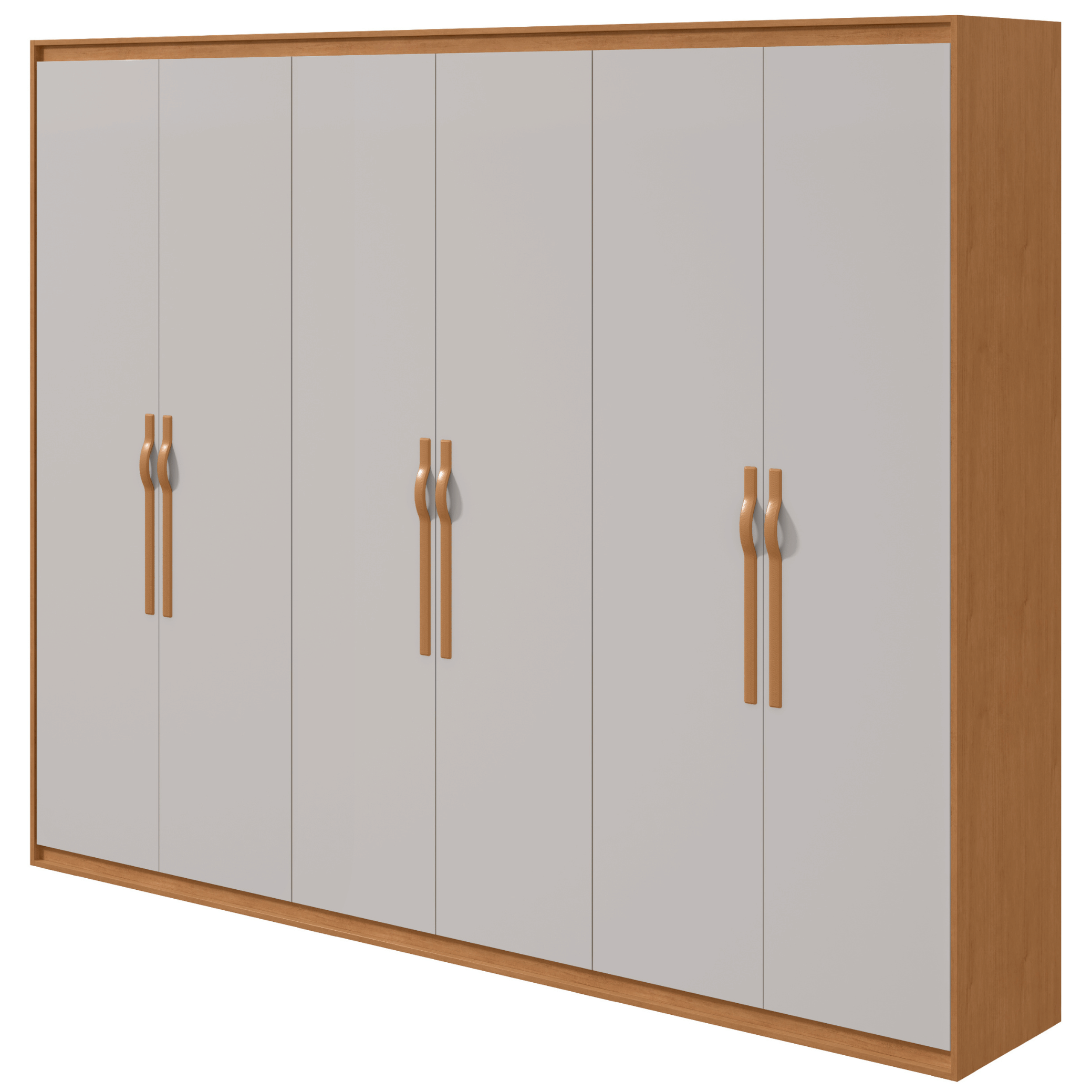 Roupeiro Suavitá Lopas 270cm 100% MDF 6 Portas Amêndoa e Off White