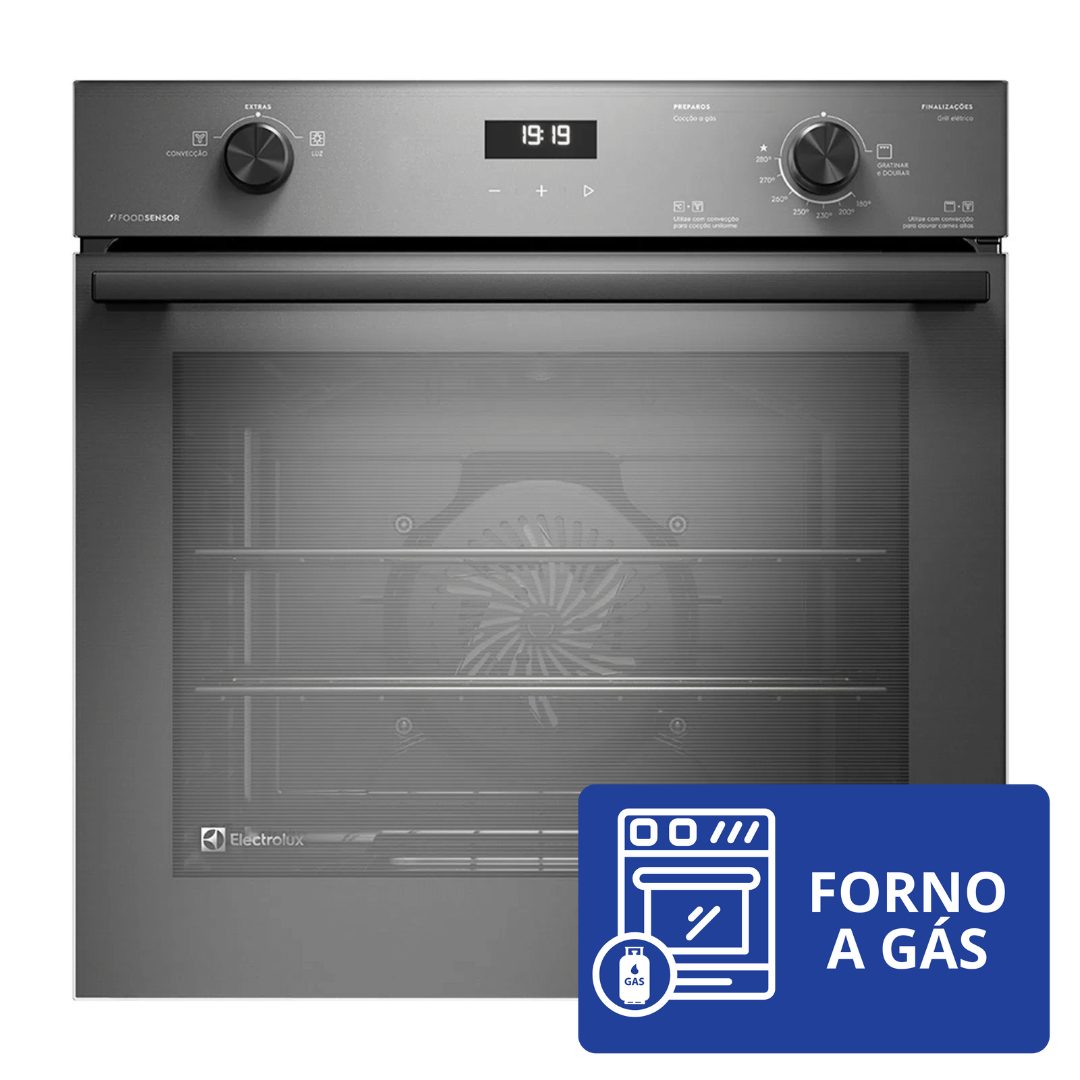 Forno de Embutir a Gás Electrolux 80L OE8GF Experience com Convecção e Grill Cinza 220V