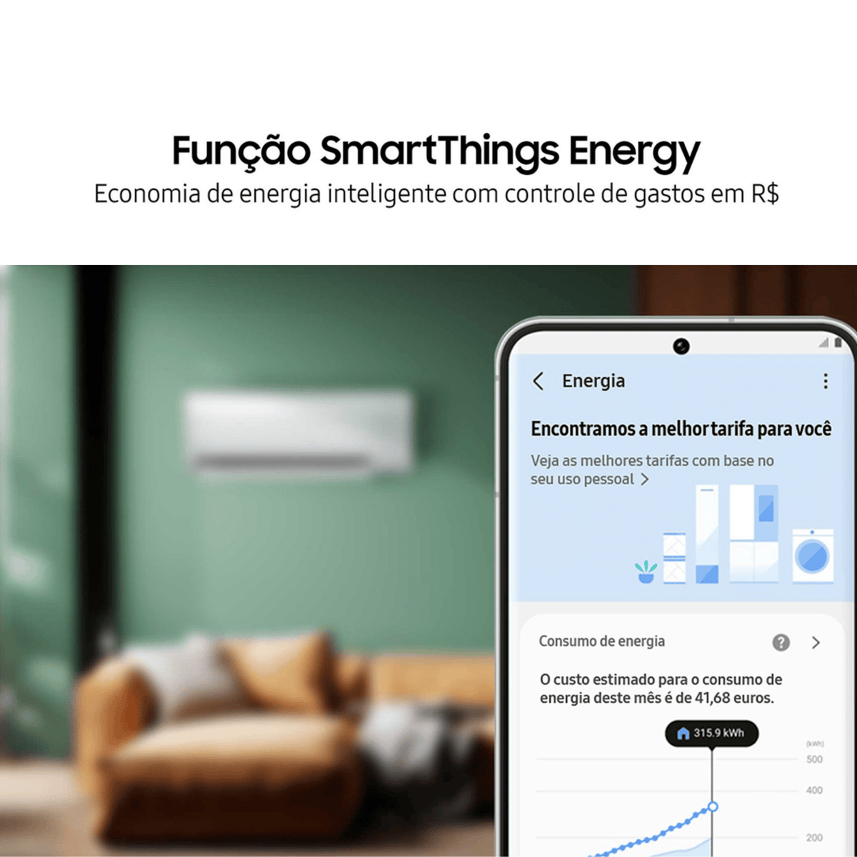 Ar-Condicionado Split Inverter Samsung 24000 BTUs WindFree AI Wi-fi Frio Branco 220V