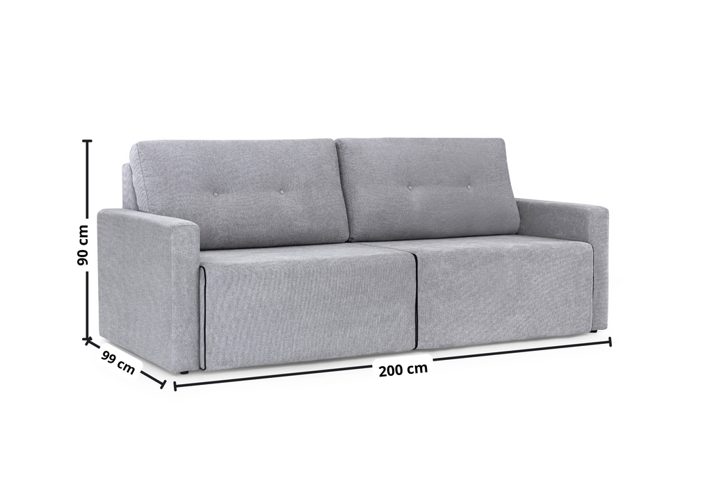 Sofá MH4253 200cm Herval 2 assentos Retráteis Linho Cinza