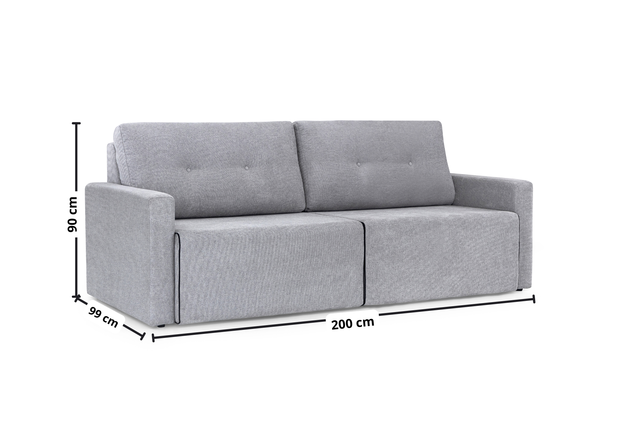 Sofá MH4253 200cm Herval 2 assentos Retráteis Linho Cinza
