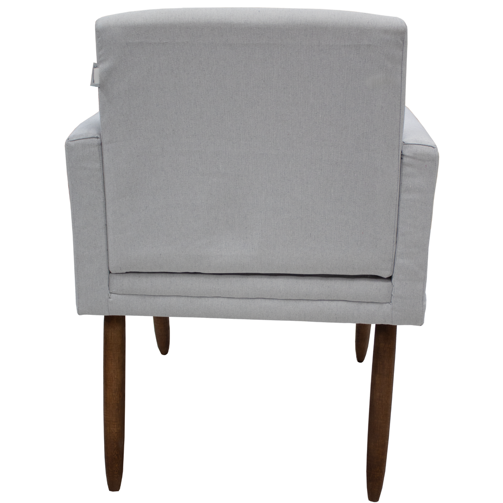 Poltrona Fênix 63cm Maramadan Pé Palito Mel Linho Cinza