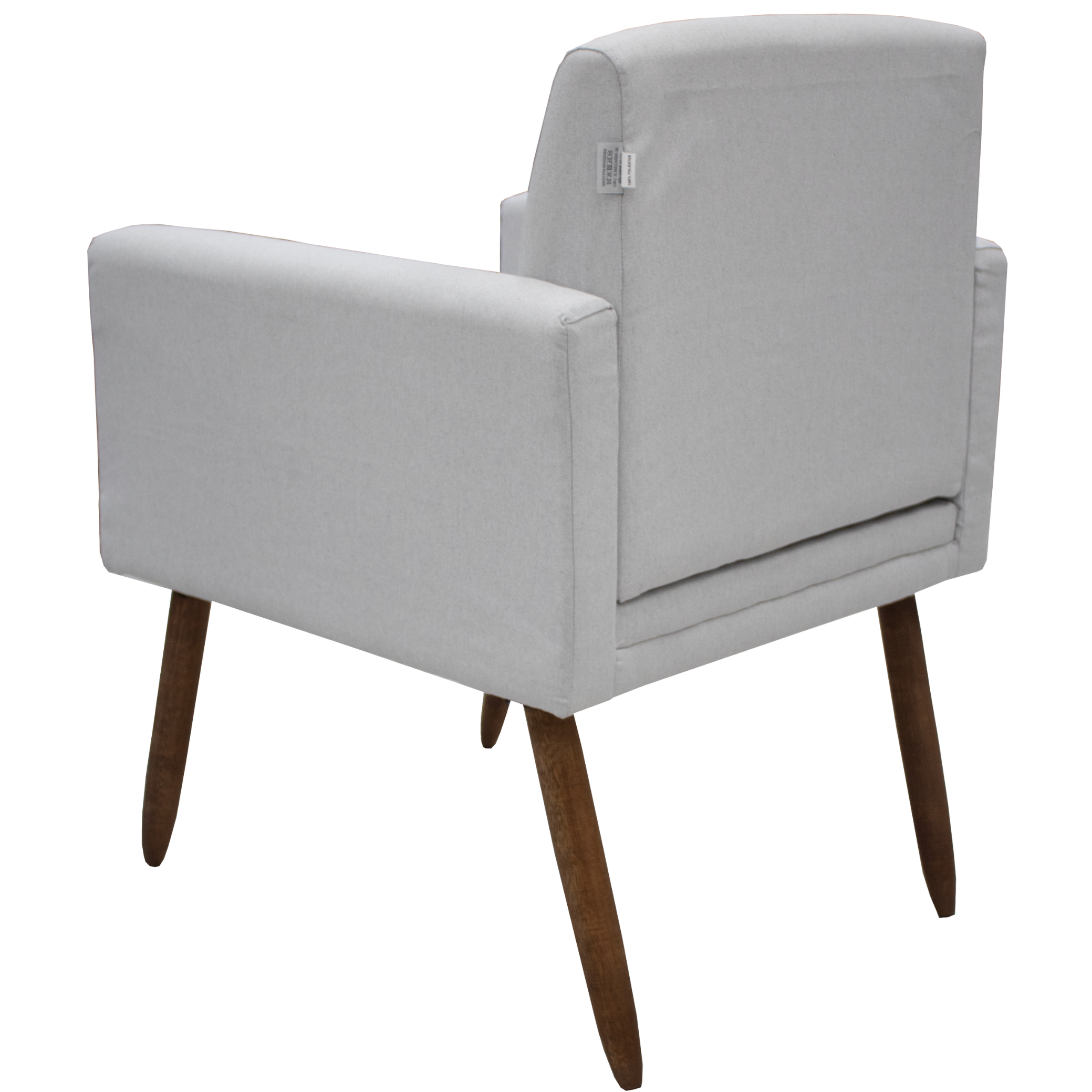 Poltrona Fênix 63cm Maramadan Pé Palito Mel Linho Cinza
