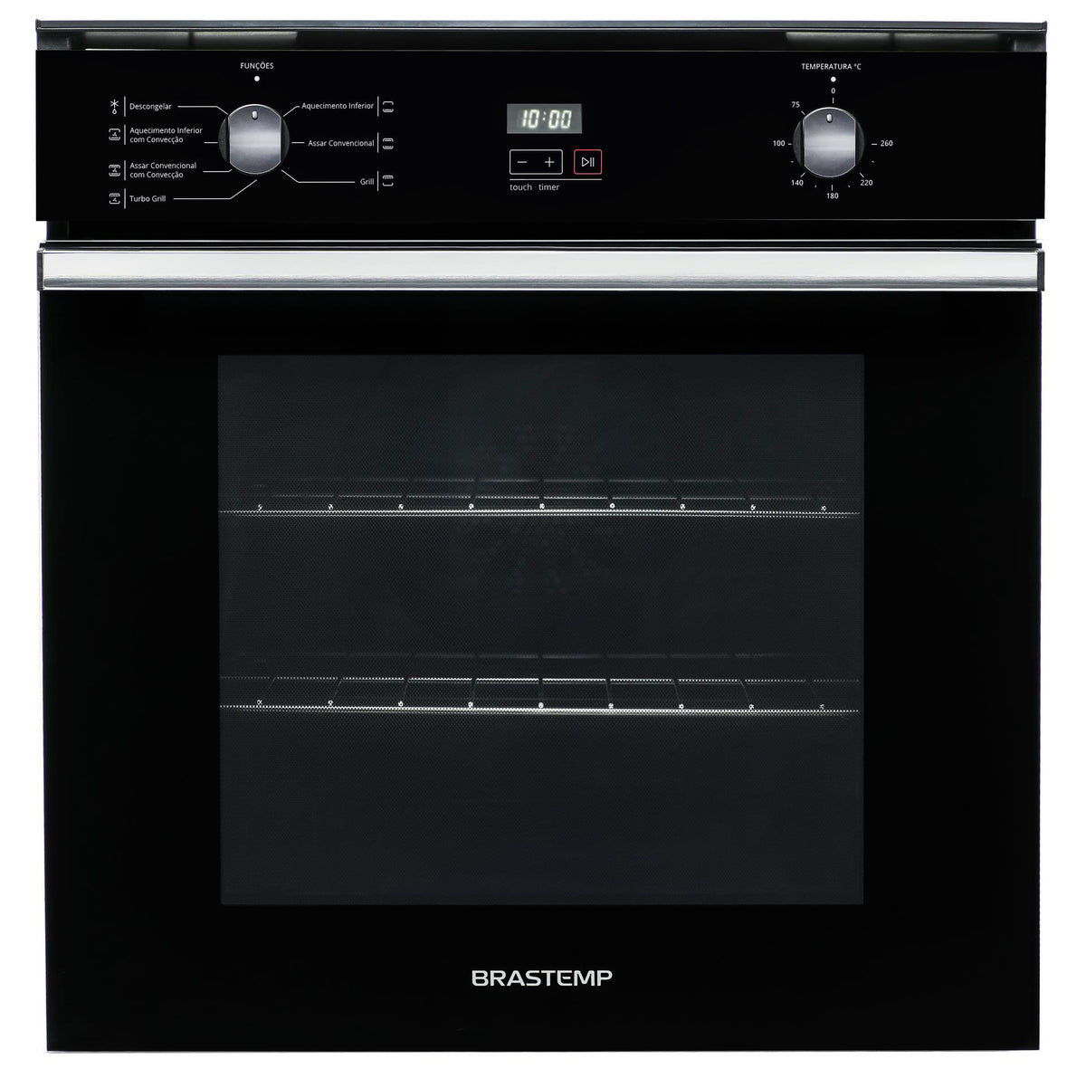 Forno de Embutir Elétrico Brastemp 84L BOC84AE Convecção Grill Timer Touch Preto 220V