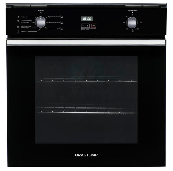 Forno de Embutir Elétrico Brastemp 84L BOC84AE Convecção Grill Timer Touch Preto 220V