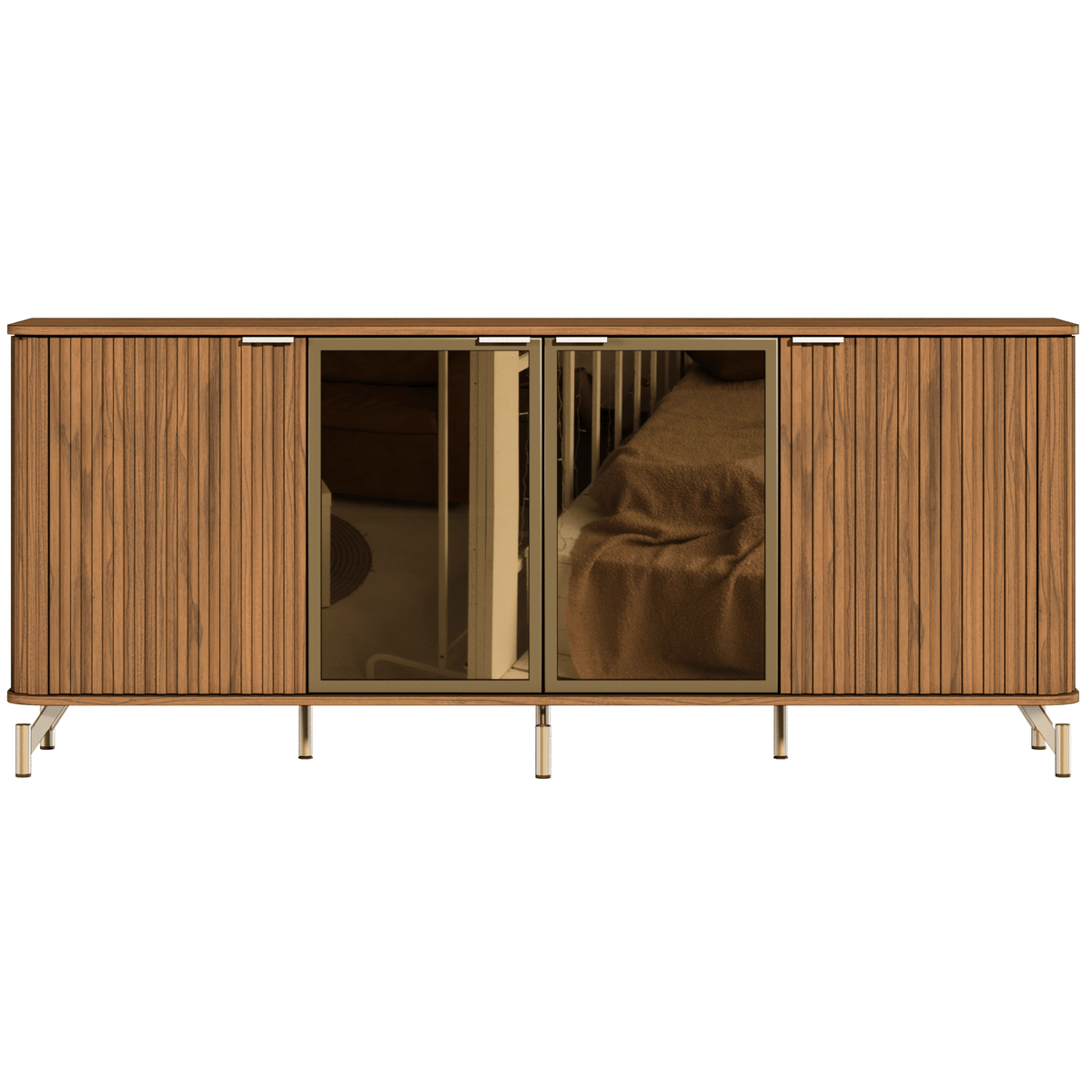 Balcão Buffet Neon Float Província 180cm 4 Portas com LED Canela
