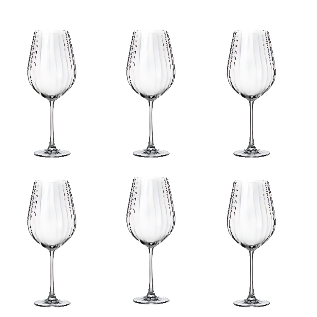Jogo de 6 Taças para Vinho de Cristal Ecológico Columba Optic 850ml
