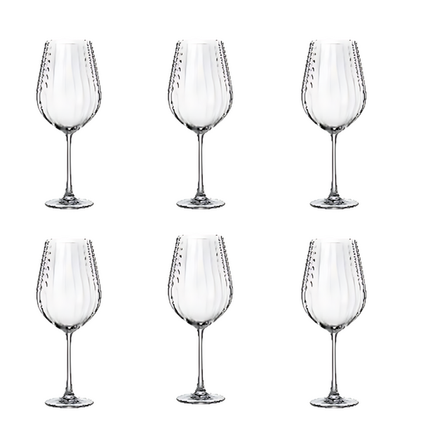 Jogo de 6 Taças para Vinho de Cristal Ecológico Columba Optic 850ml