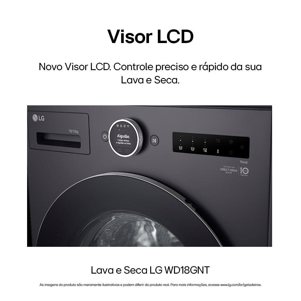 Lava e Seca Smart LG 18KG Inverter AI DD 2.0 Black Inox 220V