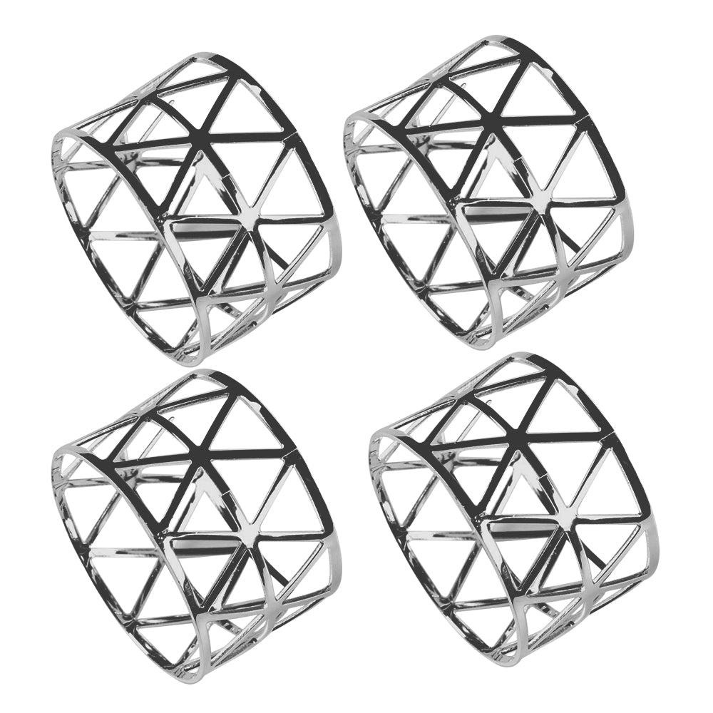 Jogo com 4 Anéis Full Fit p/ Guardanapo em Ferro 4,5x2,9cm Prata