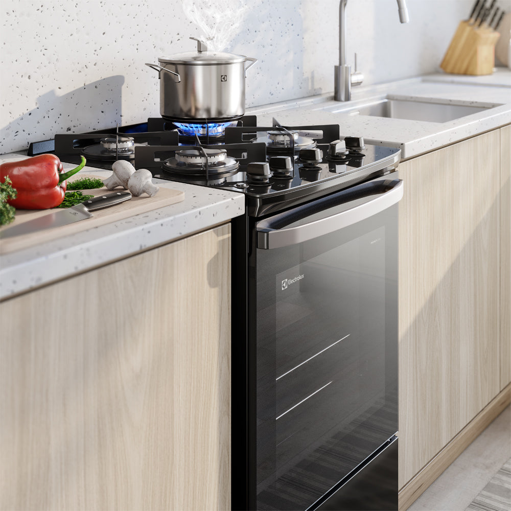 Fogão 4 Bocas Electrolux Efficient FE4GP com PerfectCook e Mesa de Vidro Preto Bivolt