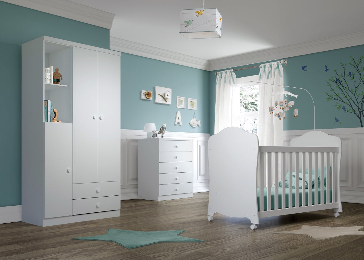 Berço Mini Cama Bala de Menta Henn 3 em 1 60cm Branco