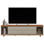 Rack Córdoba Linea 218cm 2 Portas com Led Canela e Gris Fosco