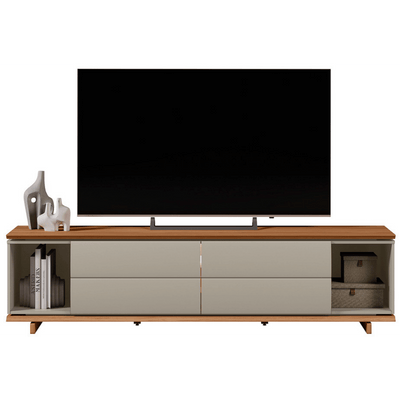 Rack Córdoba Linea 218cm 2 Portas com Led Canela e Gris Fosco