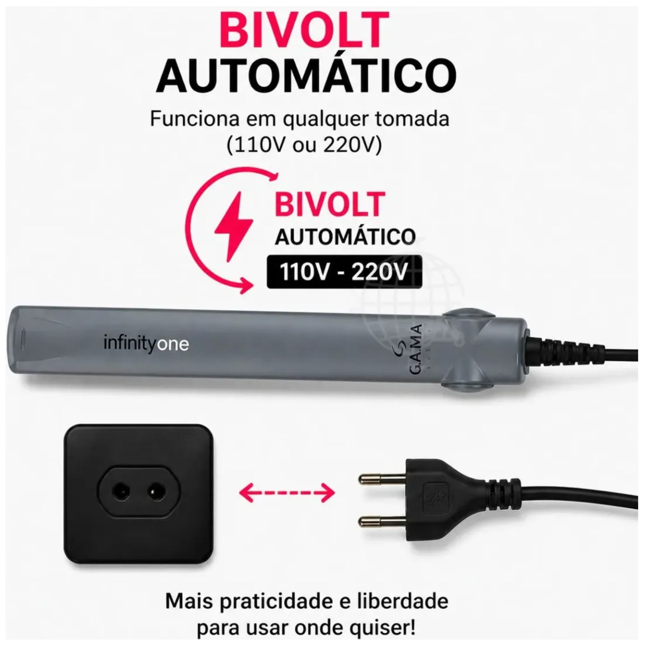 Prancha Gama Cerâmica Infinity One 220°C Cinza 220V