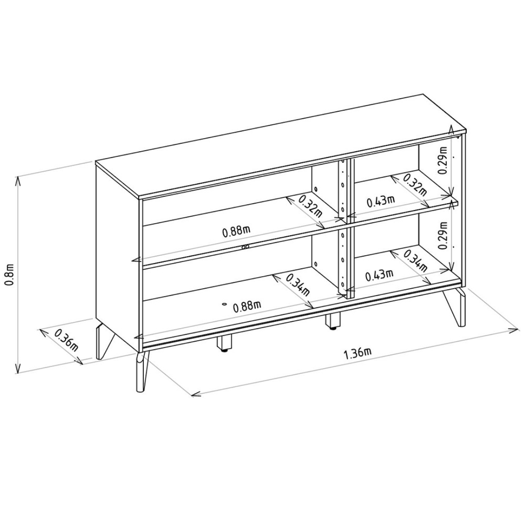 Balcão Buffet Aura Linea 140cm 3 Portas Tauari e Off White